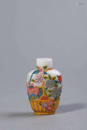 Painted Glass Flower Snuff Bottle