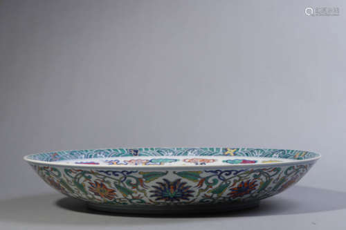 Doucai Glaze Floral Plate