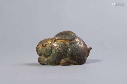 Gilt Bronze Rabbit-Form Paper Weight