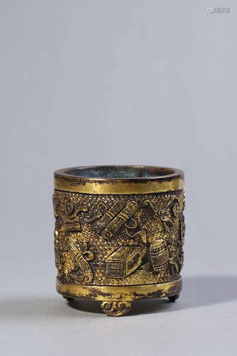 Gilt Bronze Tripod Censer