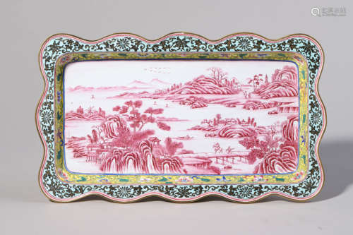 Falangcai Glaze Landscape Tray