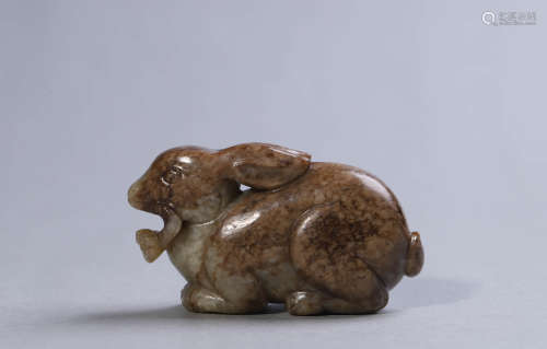 Carved Burnt Jade Figure of Rabbit