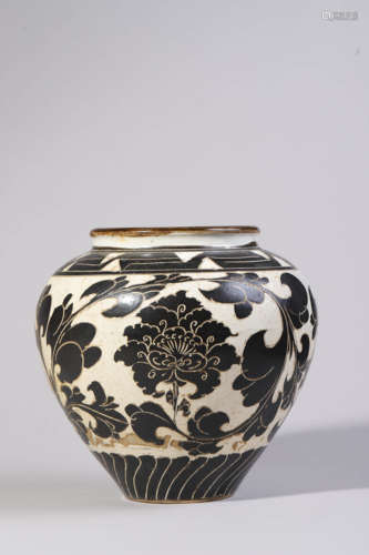 Cizhou Kiln Sgraffiato Floral Jar