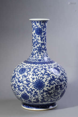 Blue and White Lotus Bottle Vase