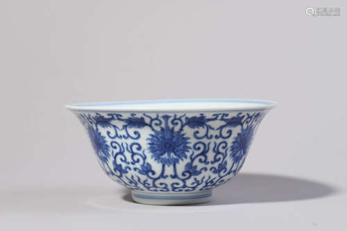 Blue and White Interlocking Lotus Bowl