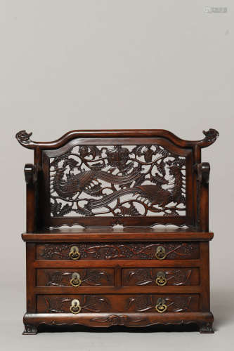 Carved Huanghuali Phoenix Dressing Table