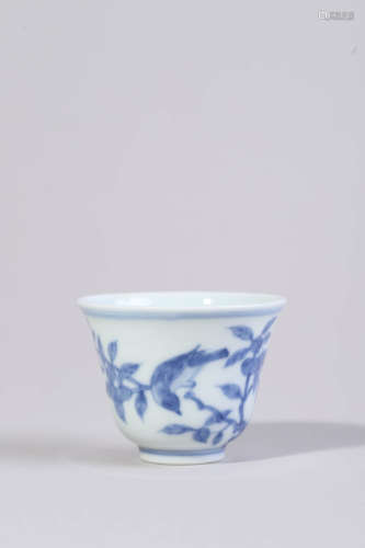 Blue and White Flower and Bird Cup