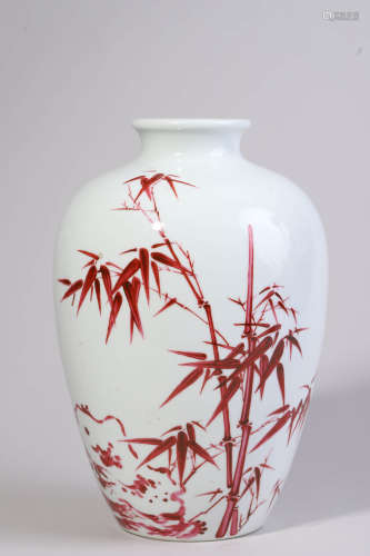 Red Glaze Bamboo Vase