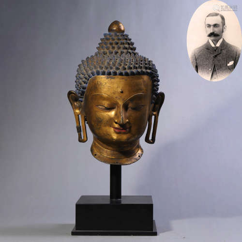 Gilt Bronze Head of Buddha