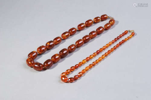 Two Mottled Amber Necklaces