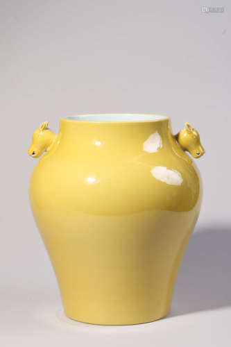 Yellow-Glaze Double-Eared Zun