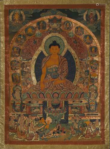 Painted Thangka of Shakyamuni
