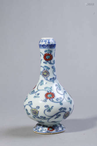 Doucai Glaze Floral Bottle Vase