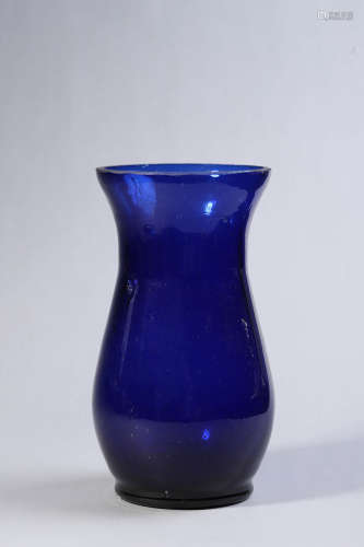 Blue Glass Flaring Flower Vase