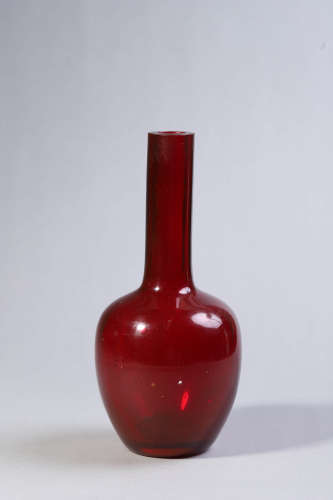 Red Glass Bottle Vase