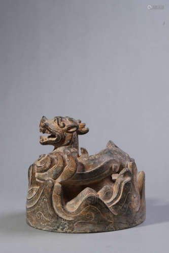 Carved Sandstone Mythical Beast Weight