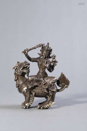 Silver Made Figure of Manjushri