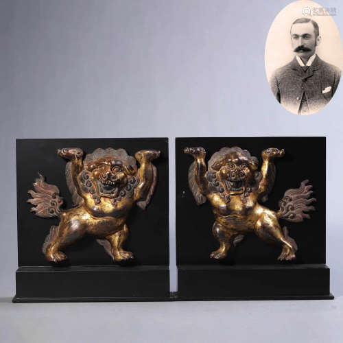 Pair of Gilt Bronze Figures of Lions