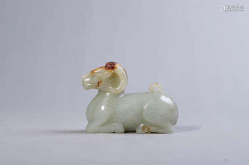 Carved Celadon Jade Ram Ornament