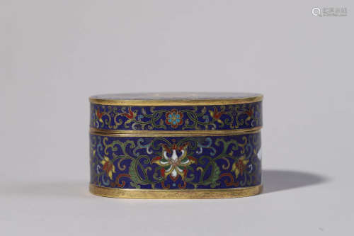 Cloisonne Enamel Floral Ink Box and Cover