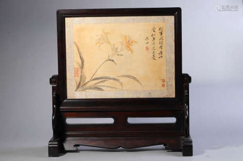 Chinese Orchid Table Screen