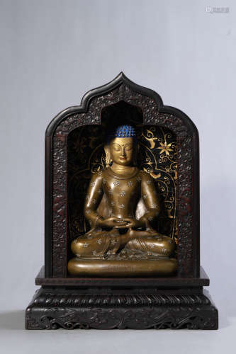 Silver Inlaying Bronze Figure of Shakyamuni