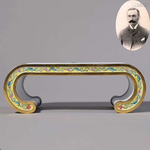 Enamel Bronze Scroll-Form Ink Bed