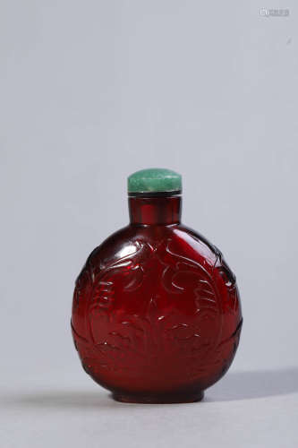 Red Glass Lotus Snuff Bottle