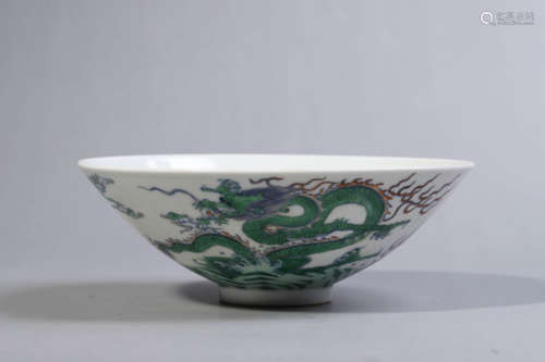 Doucai Glaze Dragon Bowl