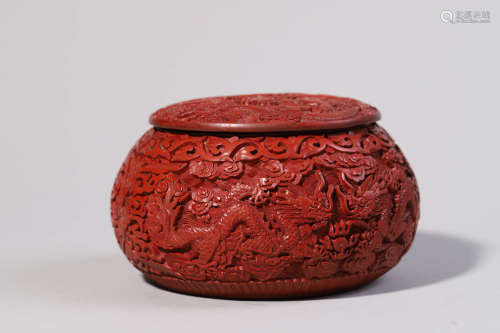 Carved Lacquerware Dragon Box and Cover