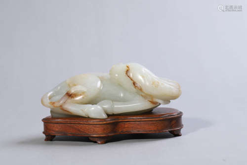 Carved White Jade Camel Ornament