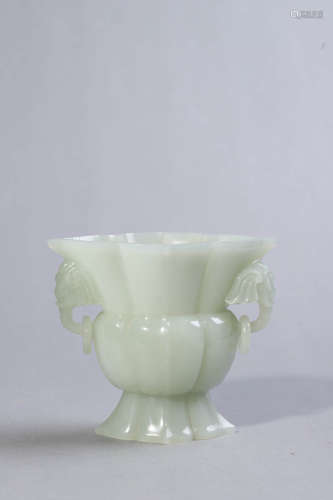 Carved Celadon Jade Double-Eared Water Pot