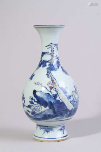 Copper-Red Glaze and Underglaze Blue Zun Vase