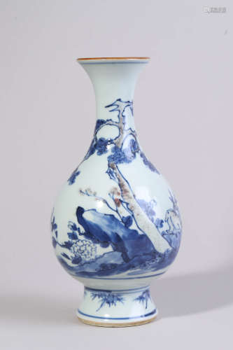 Copper-Red Glaze and Underglaze Blue Zun Vase