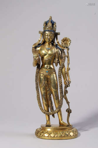 Gilt Bronze Figure of Standing Tara