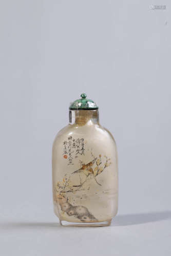 Inside-Painted Glass Flower Snuff Bottle