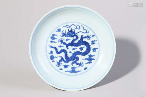 Blue and White Dragon Plate