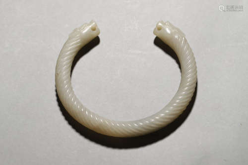 Carved Jade Dragon-Form Bangle