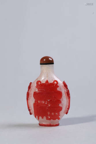 Red Overlay White Glass Antiques Snuff Bottle