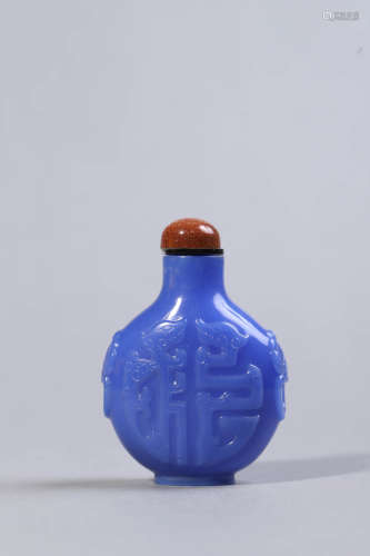 Carved Lapis Lazuli Kuilong Snuff Bottle