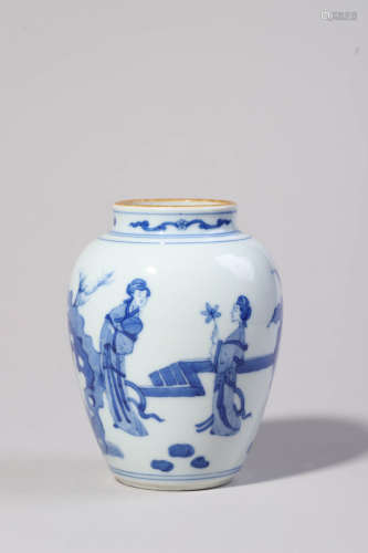 Blue and White Figure Jar