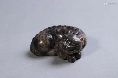 Carved Brownish Jade Mythical Beast