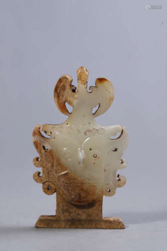 Carved Brownish Jade Figural Face