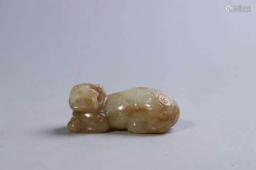 Carved Russet Jade Mythical Beast