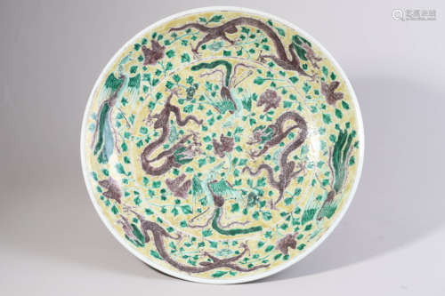 Wucai Glaze Dragon and Phoenix Plate