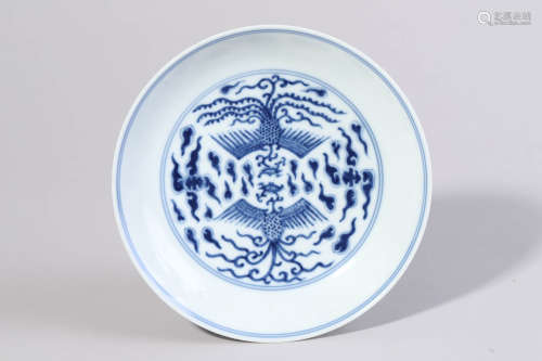 Blue and White Twin-Phoenix Plate
