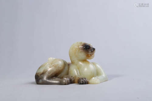 Carved Brownish Jade Mythical Beast
