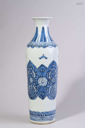 Blue and White Flowers Elephant-Leg Vase