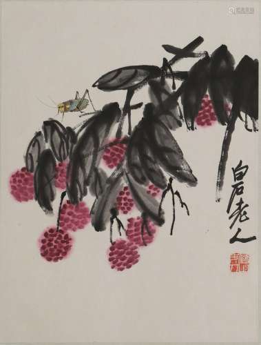 Chinese Flowers and Insects Painting, Qi Baishi Mark