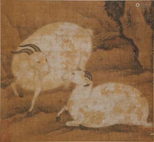 Chinese Two Rams Painting, Anonymous